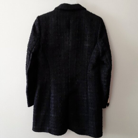 NWT Zara black textured tweed-like longer line blazer coat, M - Picture 12 of 12